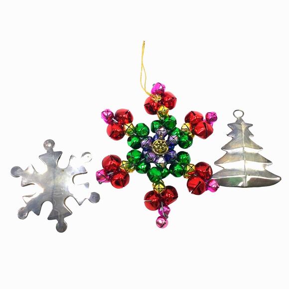Vintage Metal Christmas Ornaments and bells Lot of 3 - Picture 1 of 7